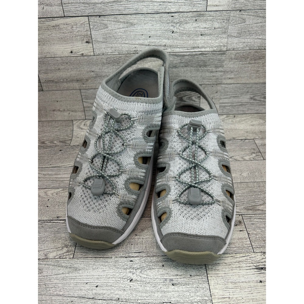 Orthofeet Women's Gray Mesh Comfort Adjustable Strap Slingback Sandal 9.5